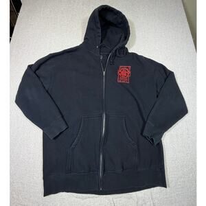 Obey Men XL Black Long Sleeve Zip Up Graphic Hoodie Streetwear Casual Wear Top